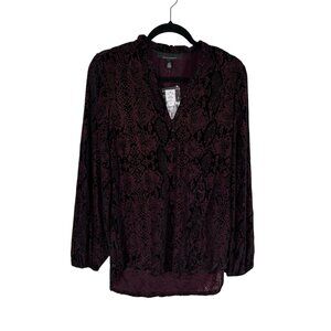 White House Black Market S Python Scales Long Sleeve Burn Out Velvet Top NWT